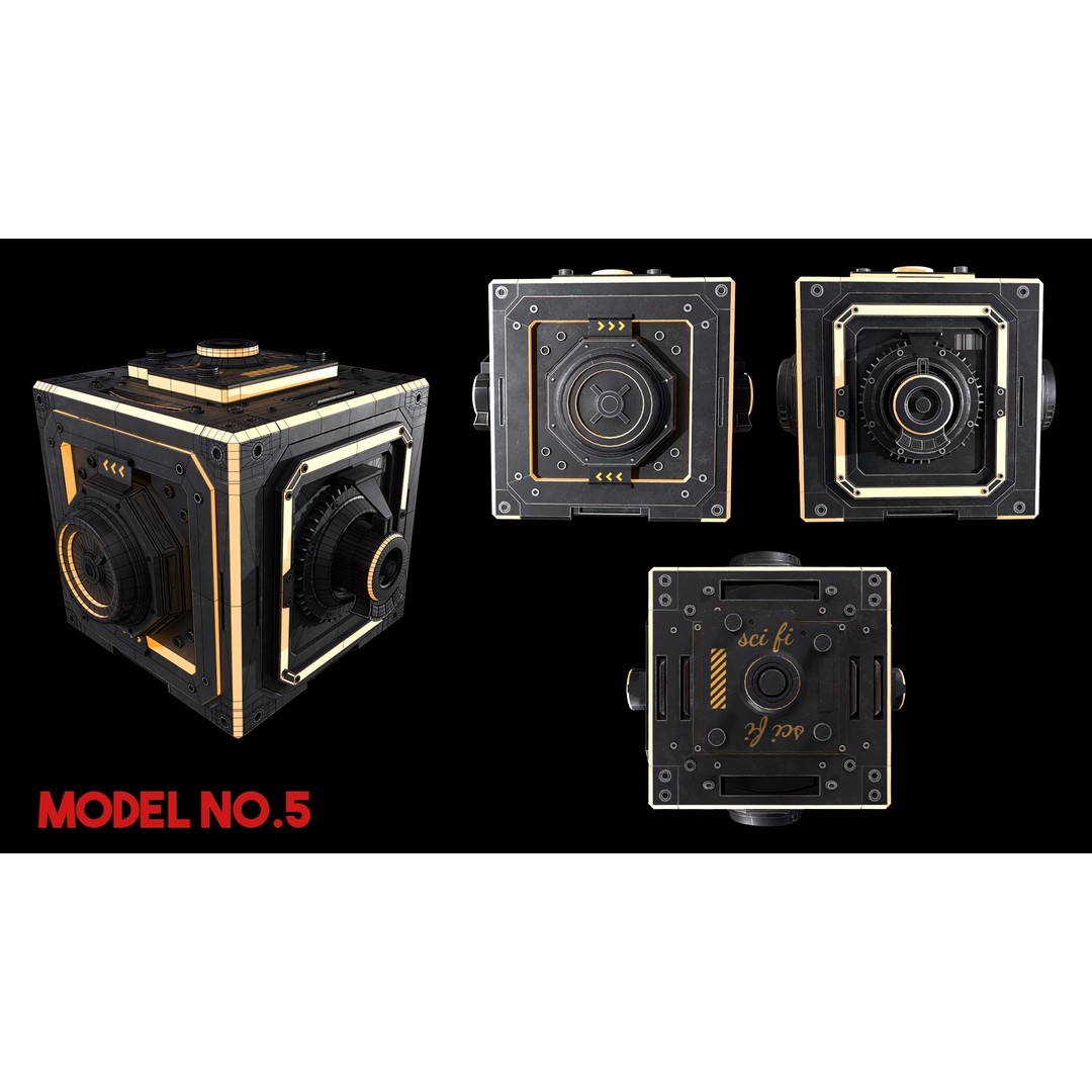 Sci-Fi Box 3D Model – Low Poly Game Asset, FBX/OBJ Formats - View 7