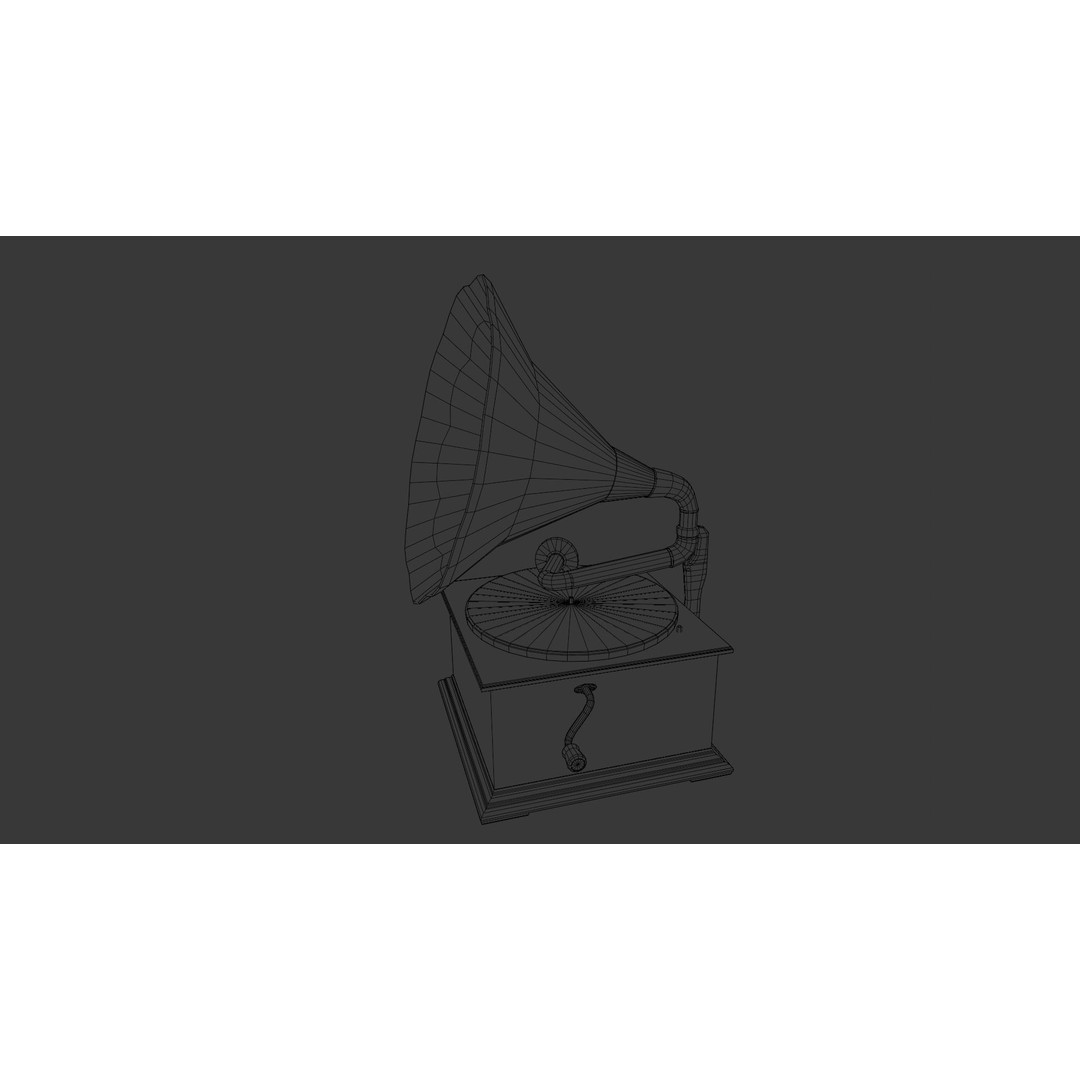 Gramophone 3D Model – Low Poly Vintage Audio Asset, FBX - View 10
