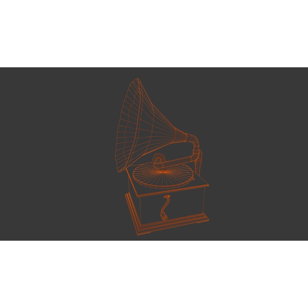 Gramophone 3D Model – Low Poly Vintage Audio Asset, FBX - View 11