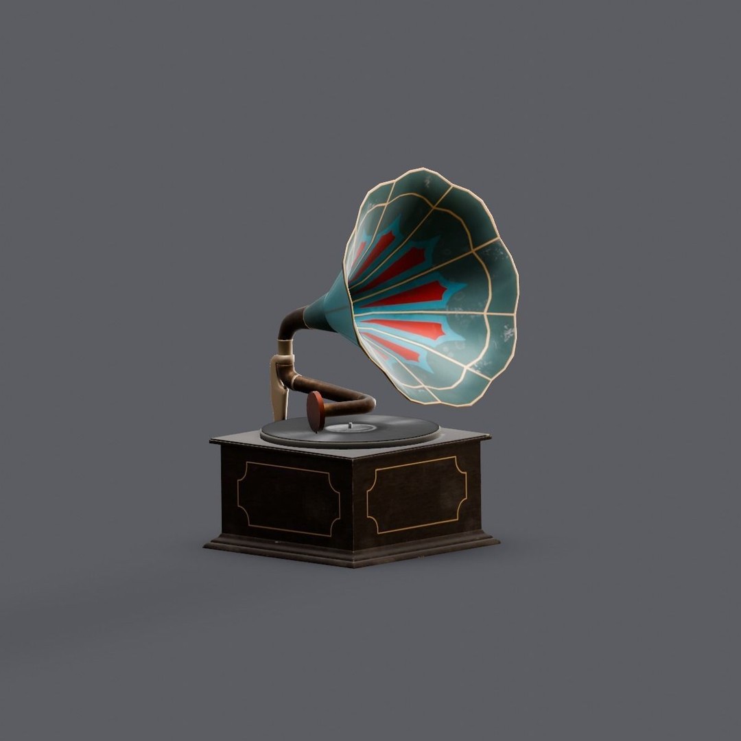 Gramophone 3D Model – Low Poly Vintage Audio Asset, FBX - View 6