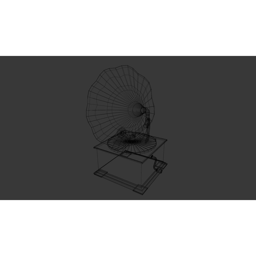 Gramophone 3D Model – Low Poly Vintage Audio Asset, FBX - View 9