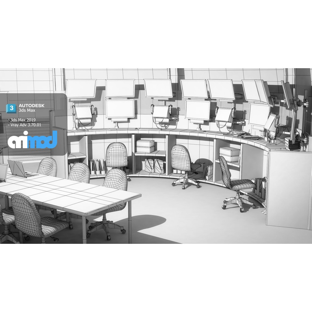 Mission Control Center 3D Model – Sci-Fi Lab Asset, FBX, PBR Textures