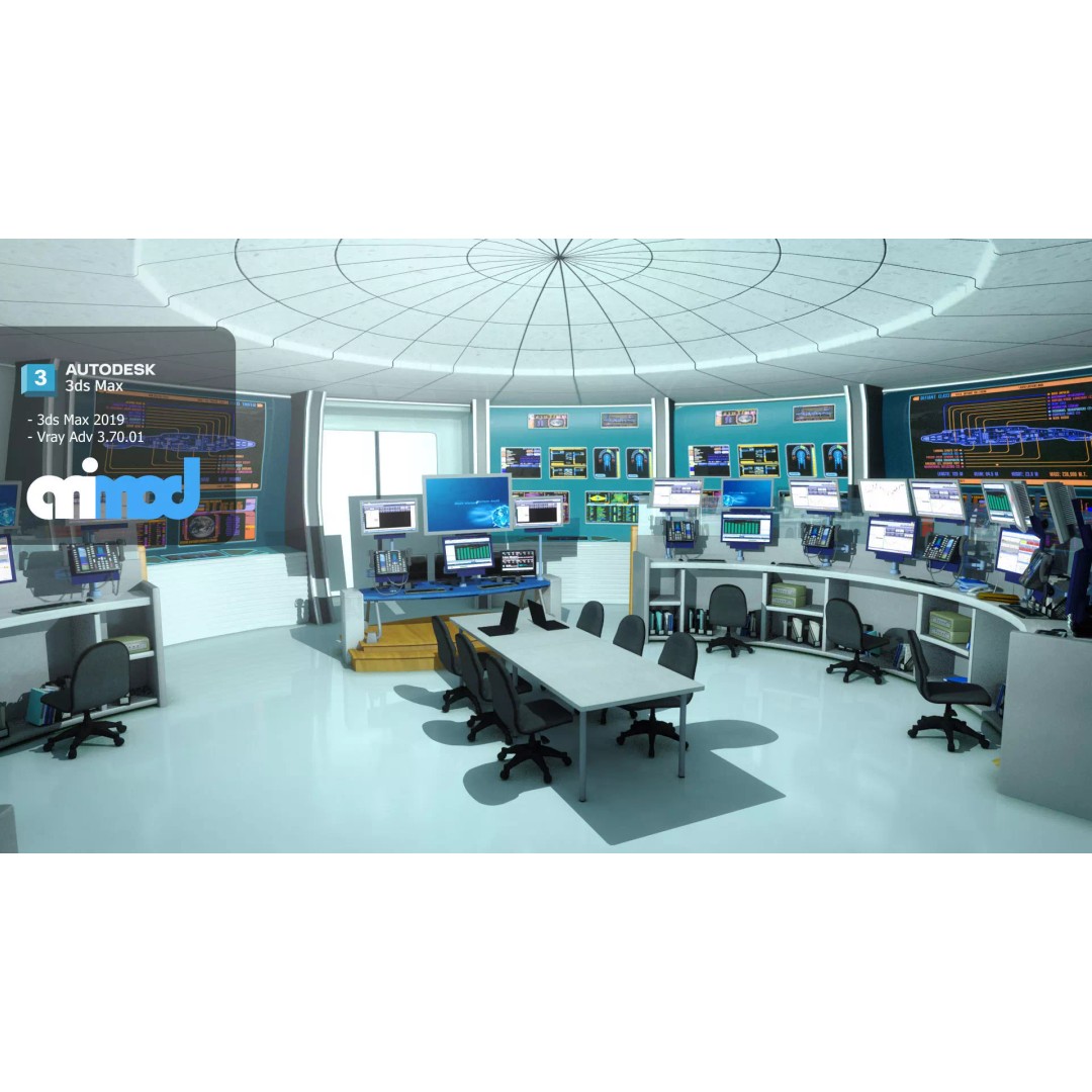 Mission Control Center 3D Model – Sci-Fi Lab Asset, FBX, PBR Textures - View 2