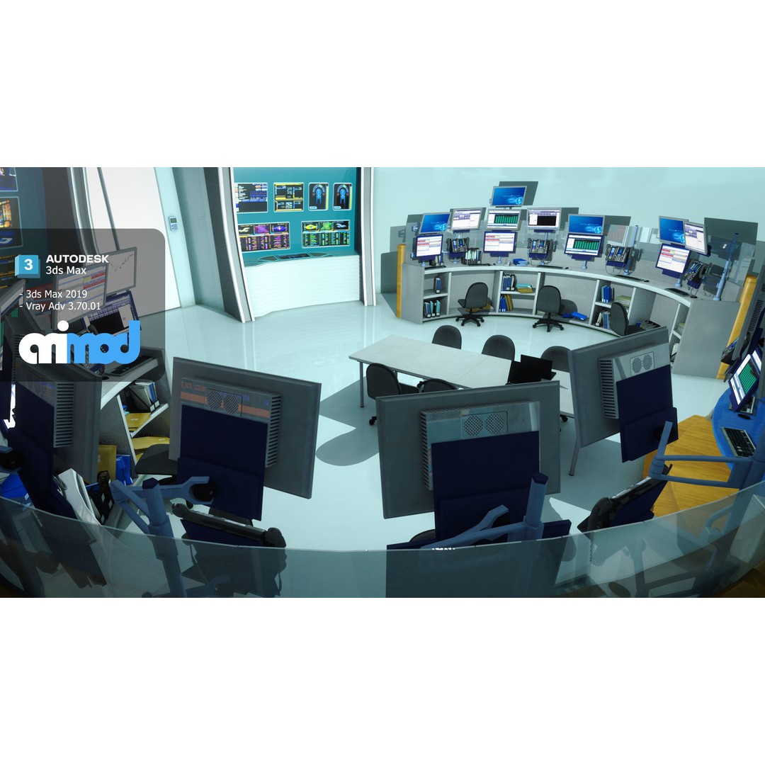 Mission Control Center 3D Model – Sci-Fi Lab Asset, FBX, PBR Textures - View 3