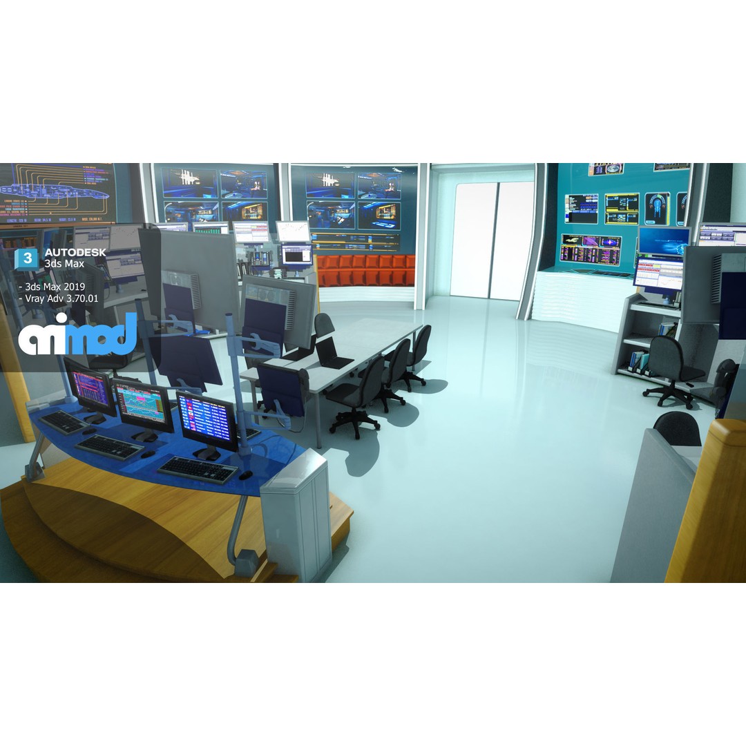 Mission Control Center 3D Model – Sci-Fi Lab Asset, FBX, PBR Textures - View 4