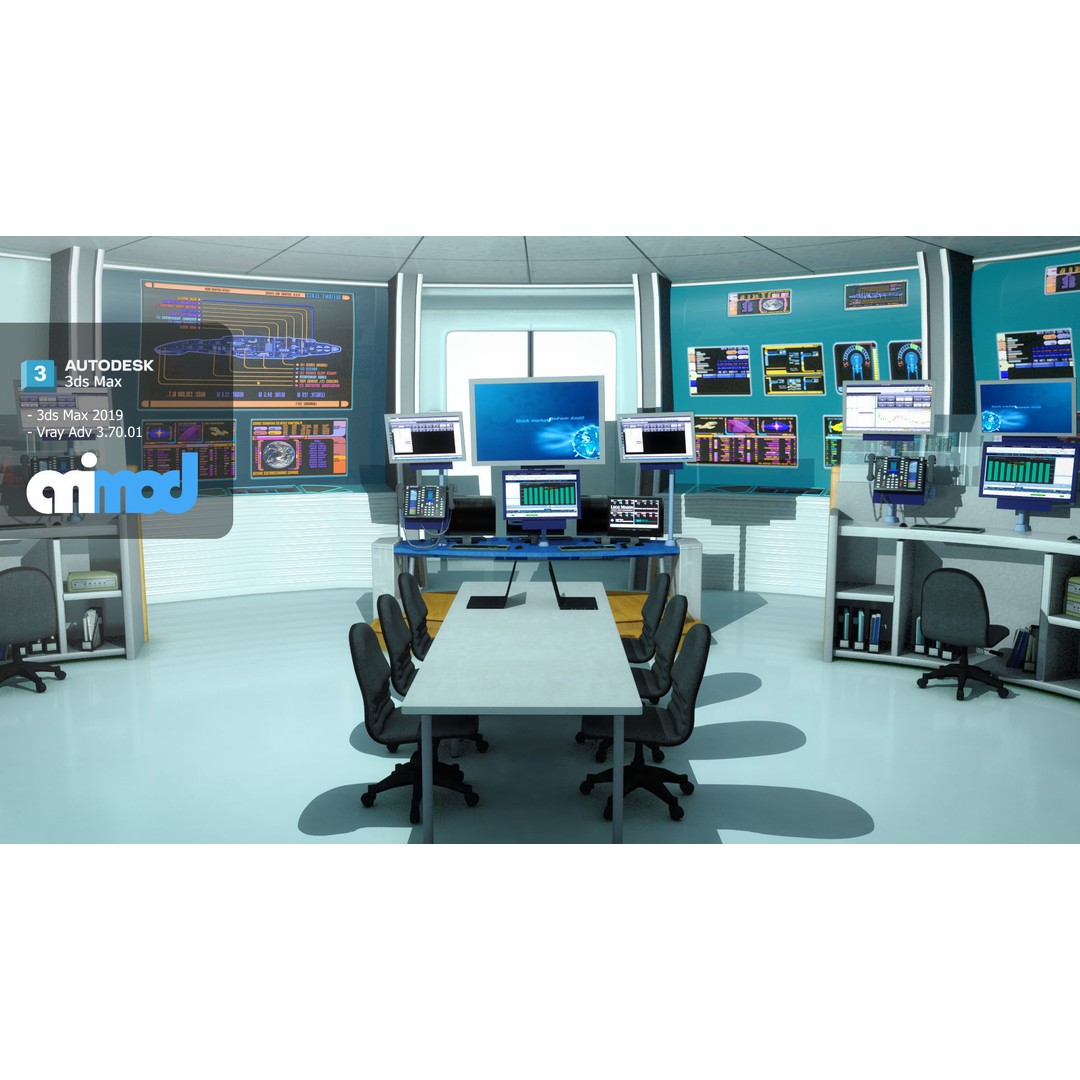 Mission Control Center 3D Model – Sci-Fi Lab Asset, FBX, PBR Textures - View 5