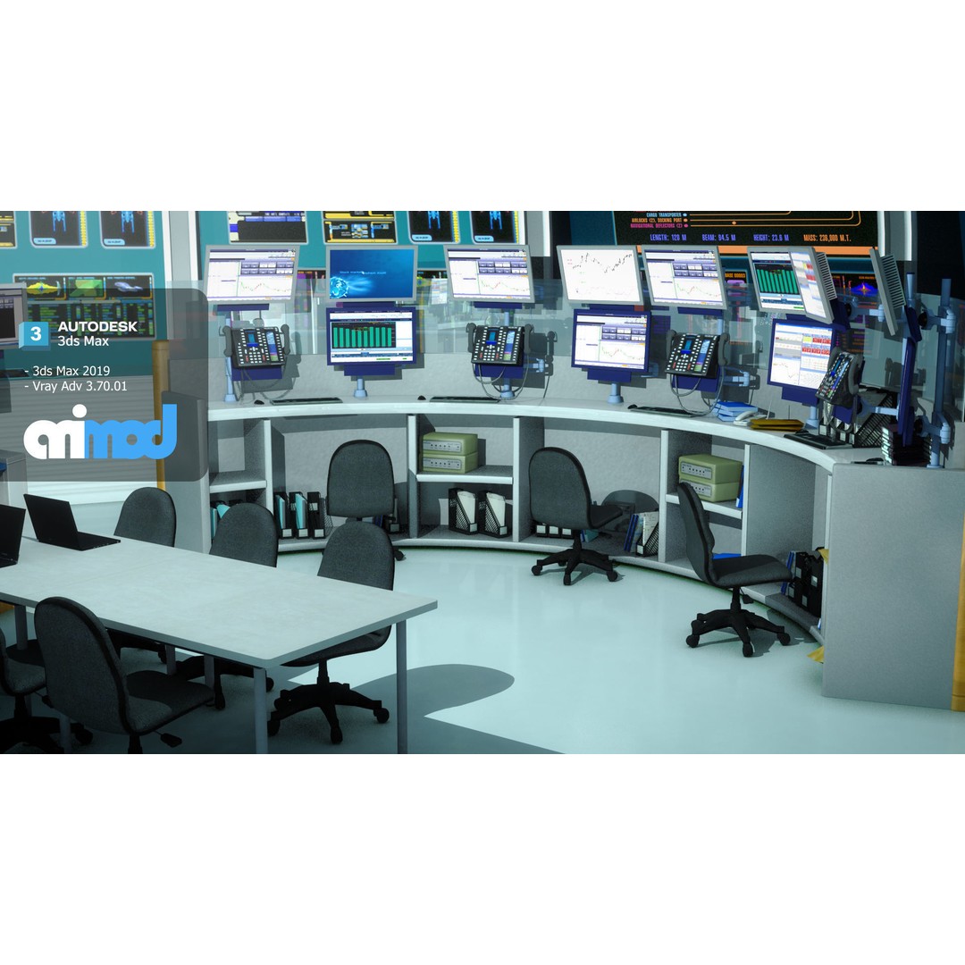 Mission Control Center 3D Model – Sci-Fi Lab Asset, FBX, PBR Textures - View 6