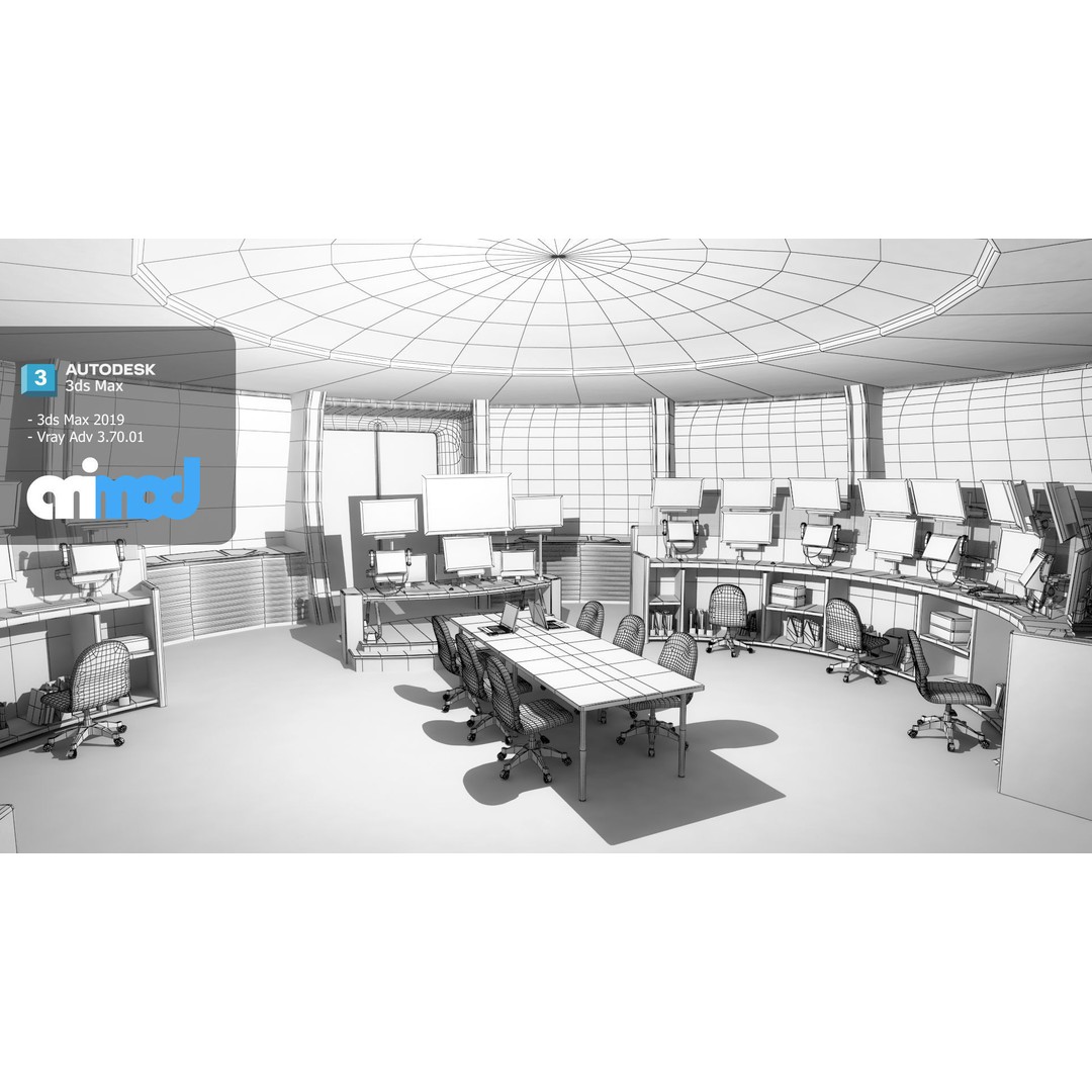 Mission Control Center 3D Model – Sci-Fi Lab Asset, FBX, PBR Textures - View 7