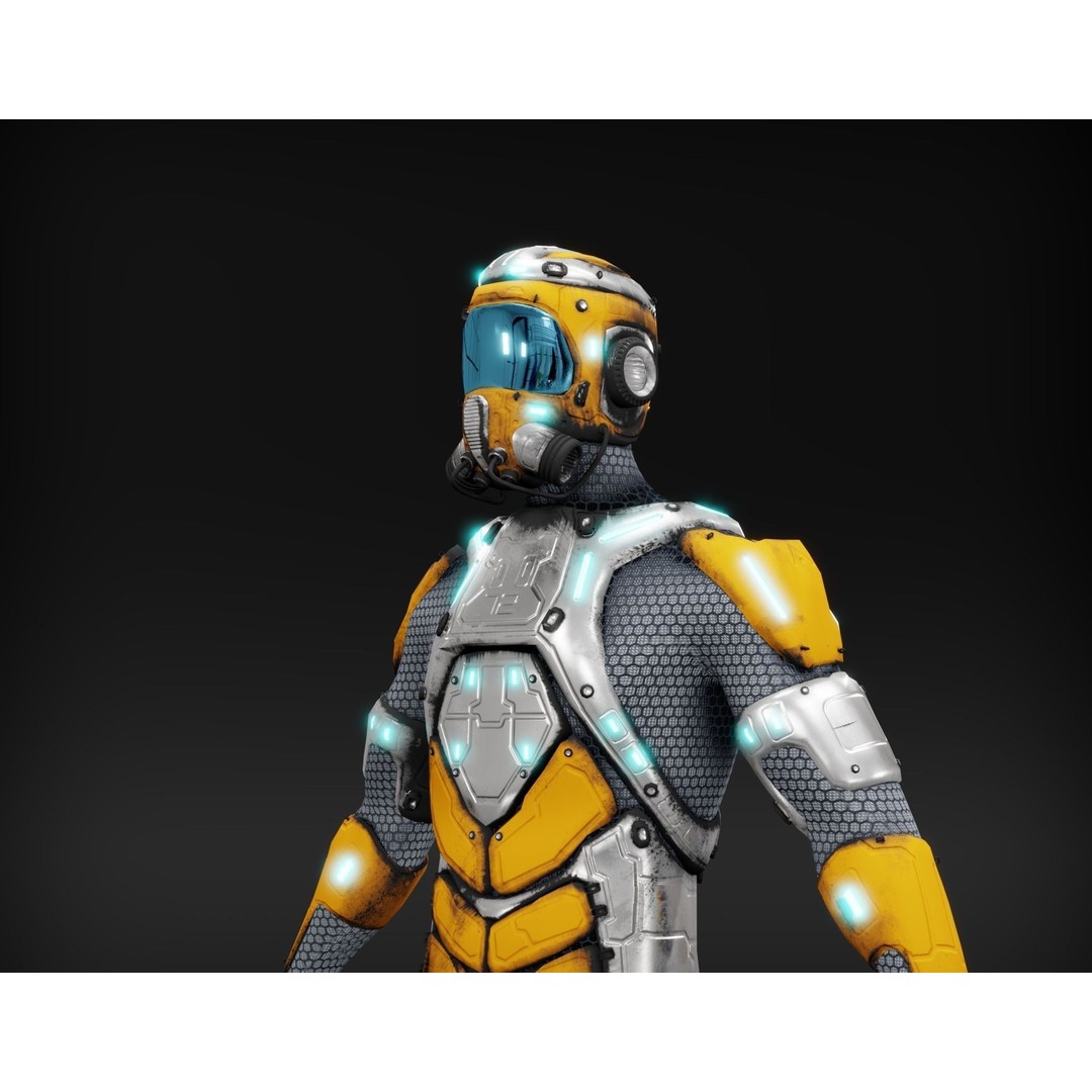 Sci-Fi Character 3D Model – Low Poly Rigged Game Asset, FBX/OBJ - View 10