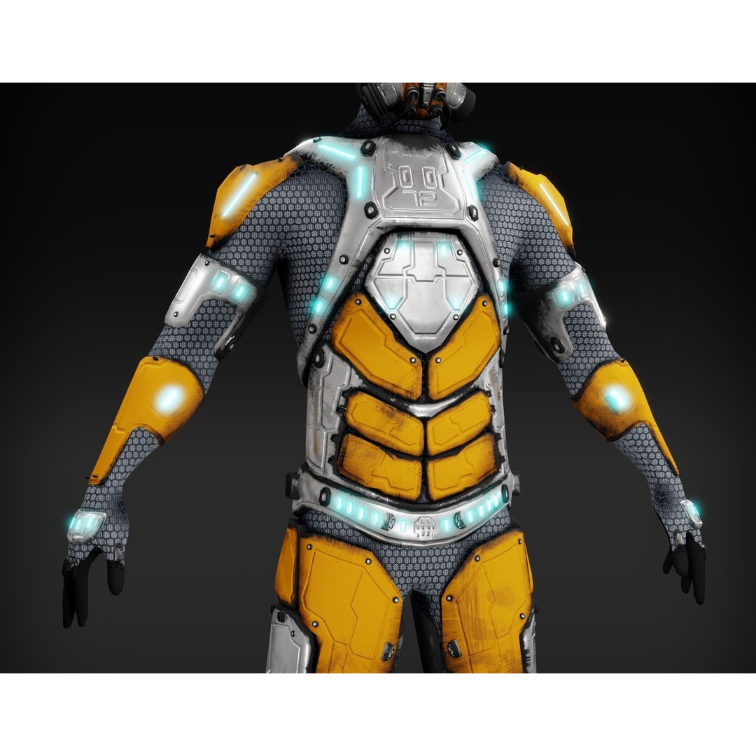 Sci-Fi Character 3D Model – Low Poly Rigged Game Asset, FBX/OBJ - View 11