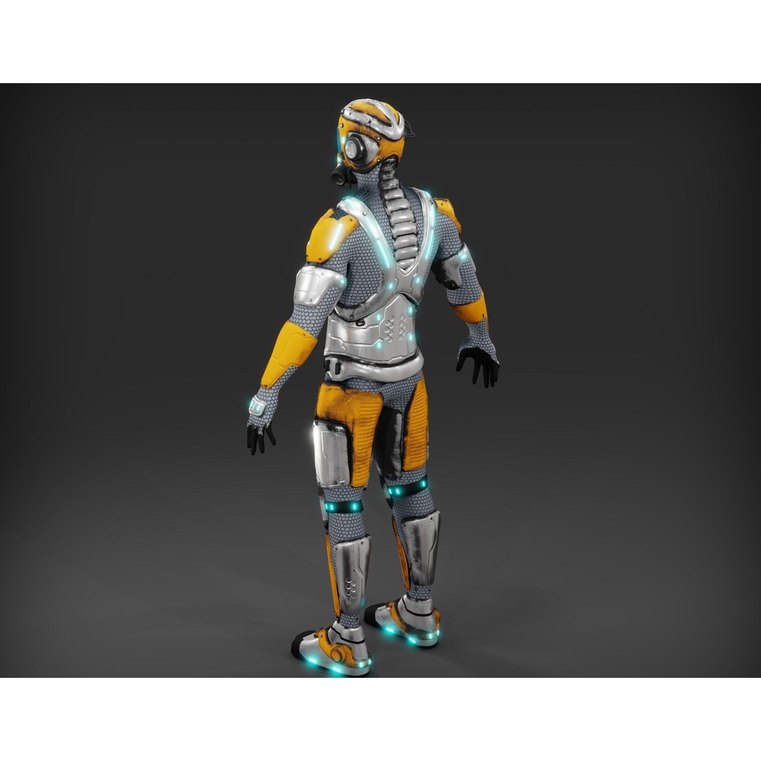 Sci-Fi Character 3D Model – Low Poly Rigged Game Asset, FBX/OBJ - View 12