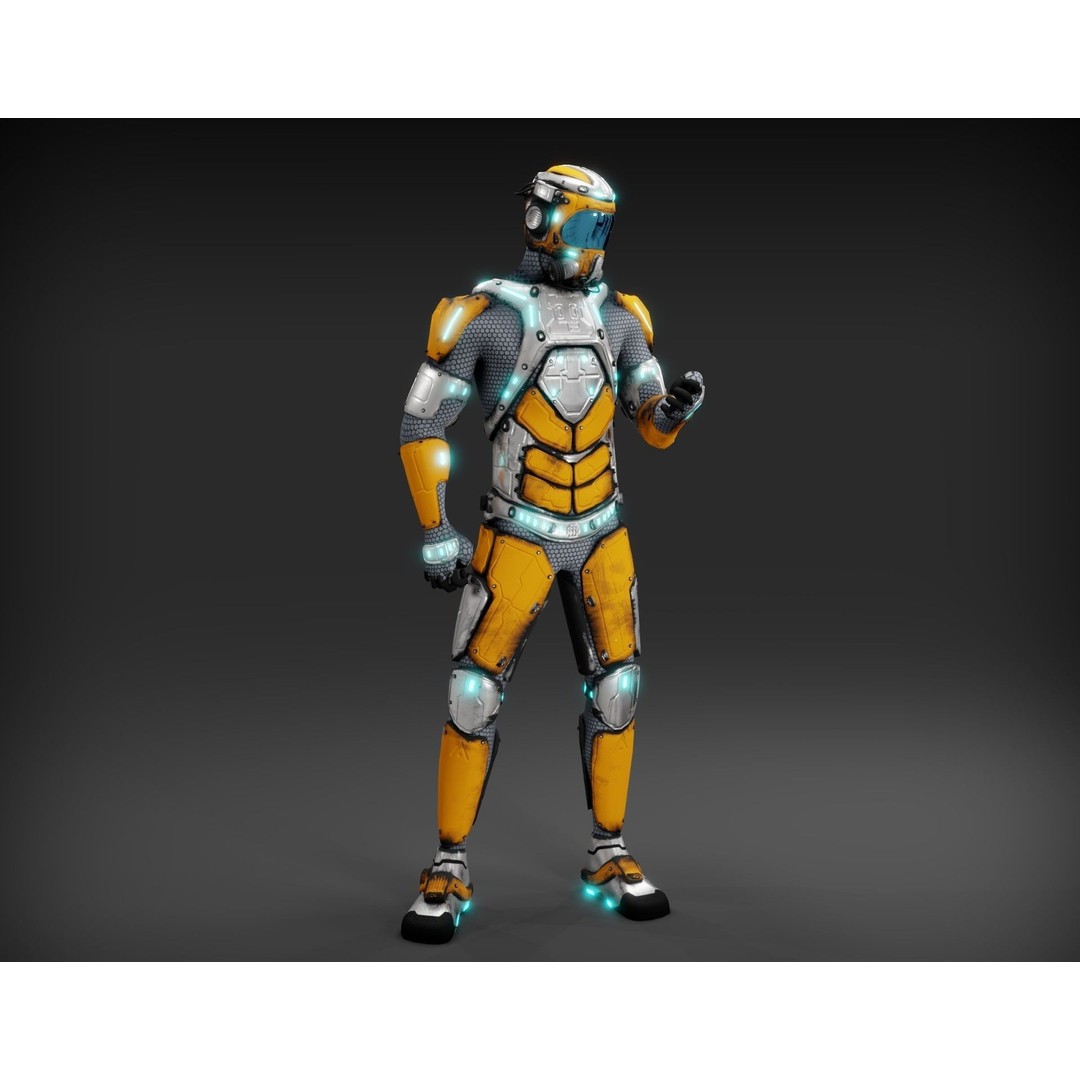 Sci-Fi Character 3D Model – Low Poly Rigged Game Asset, FBX/OBJ - View 14