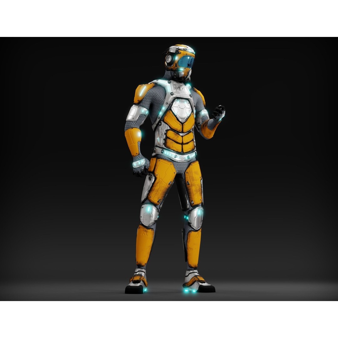 Sci-Fi Character 3D Model – Low Poly Rigged Game Asset, FBX/OBJ - View 15