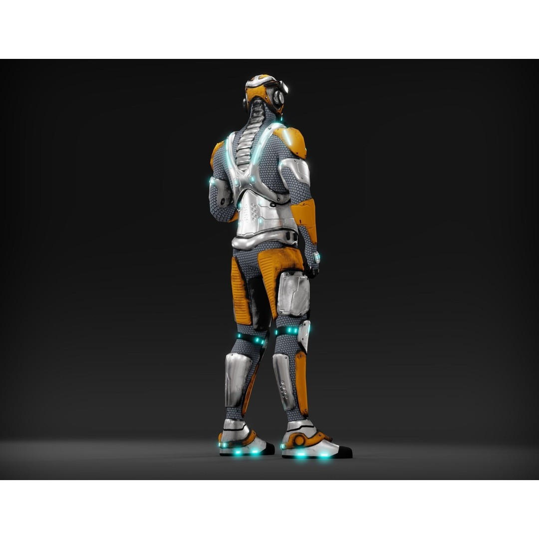 Sci-Fi Character 3D Model – Low Poly Rigged Game Asset, FBX/OBJ - View 16