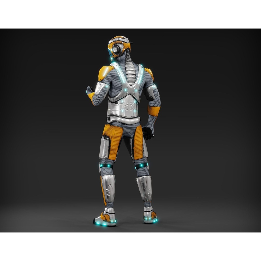 Sci-Fi Character 3D Model – Low Poly Rigged Game Asset, FBX/OBJ - View 17
