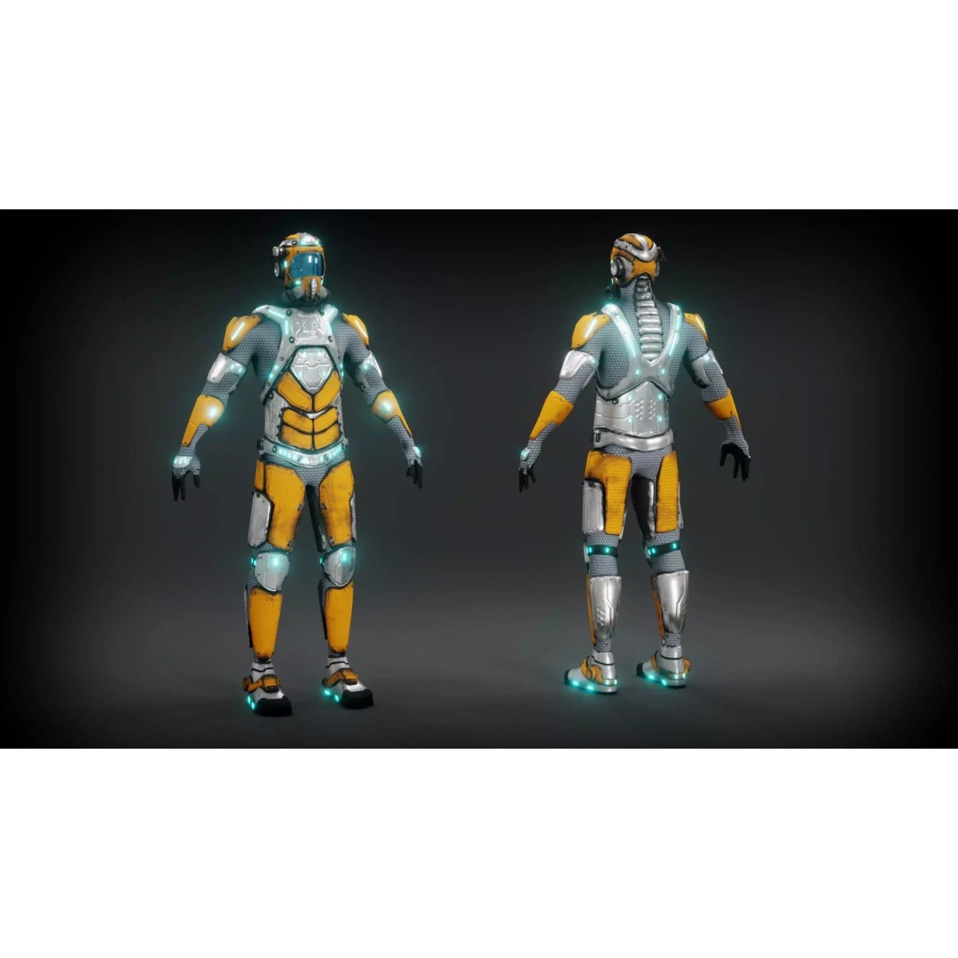 Sci-Fi Character 3D Model – Low Poly Rigged Game Asset, FBX/OBJ - View 2