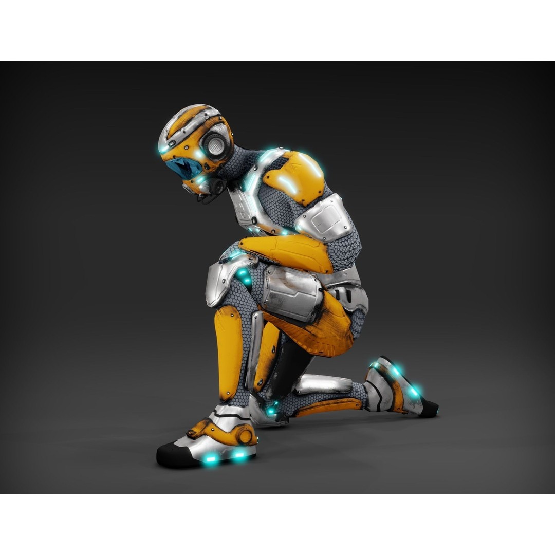 Sci-Fi Character 3D Model – Low Poly Rigged Game Asset, FBX/OBJ - View 23