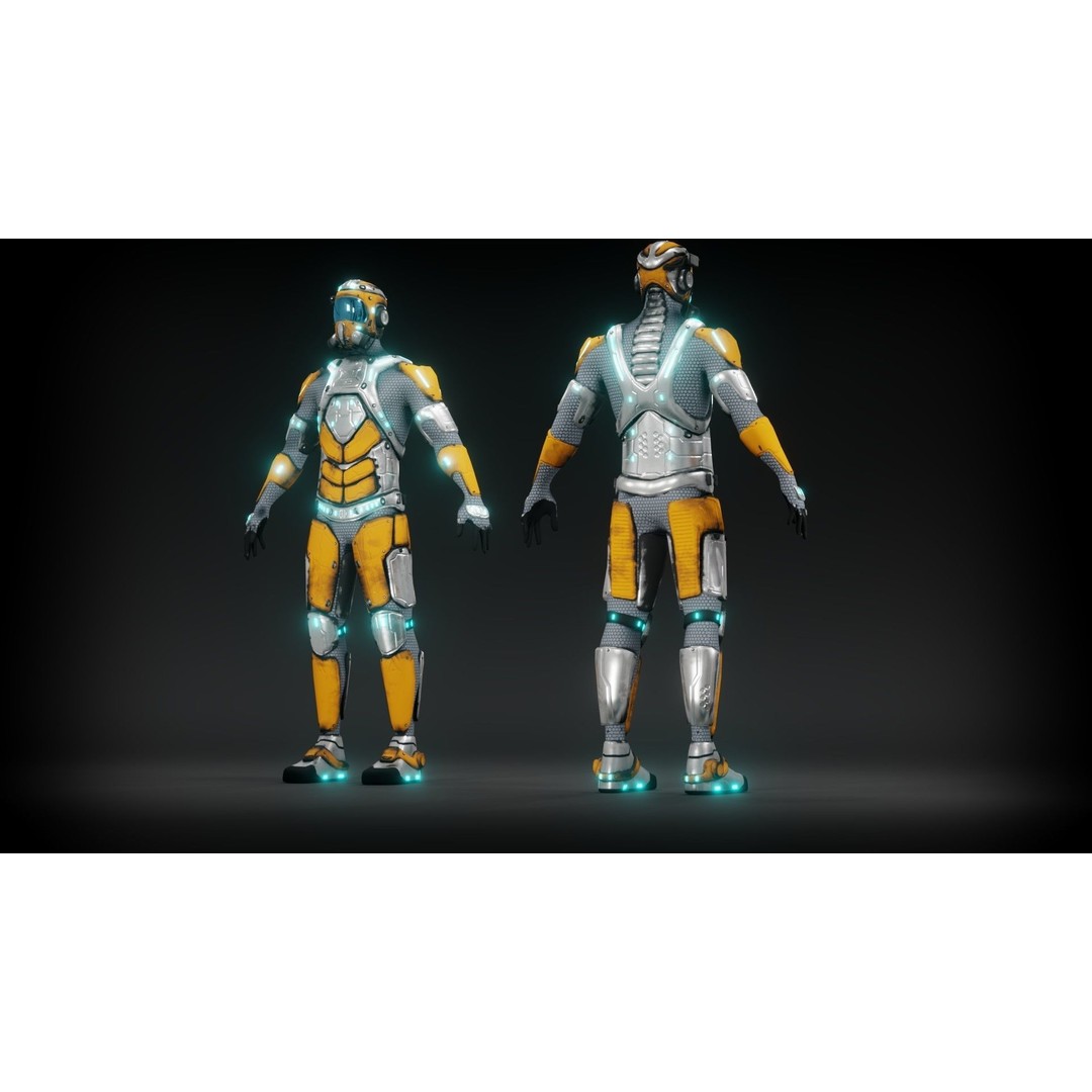 Sci-Fi Character 3D Model – Low Poly Rigged Game Asset, FBX/OBJ - View 25