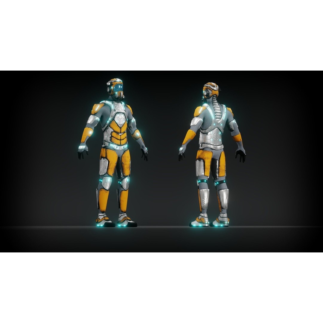 Sci-Fi Character 3D Model – Low Poly Rigged Game Asset, FBX/OBJ - View 3