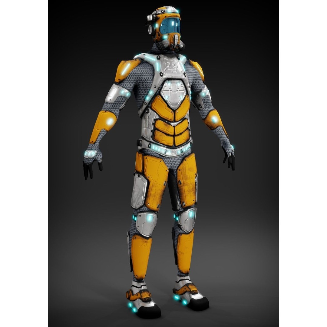Sci-Fi Character 3D Model – Low Poly Rigged Game Asset, FBX/OBJ - View 30