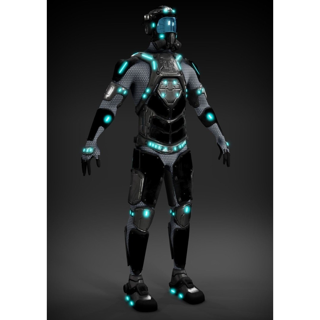 Sci-Fi Character 3D Model – Low Poly Rigged Game Asset, FBX/OBJ - View 5