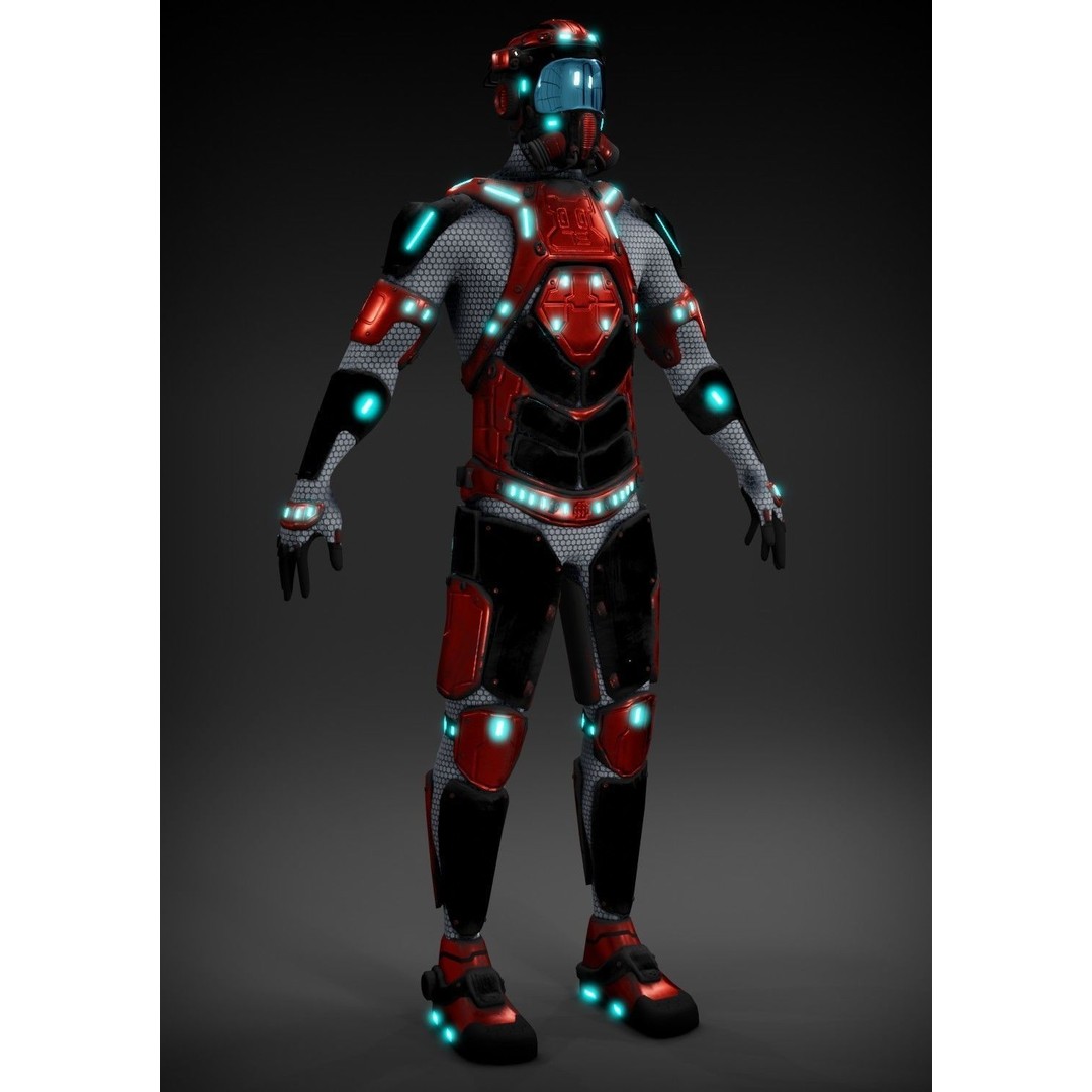Sci-Fi Character 3D Model – Low Poly Rigged Game Asset, FBX/OBJ - View 6