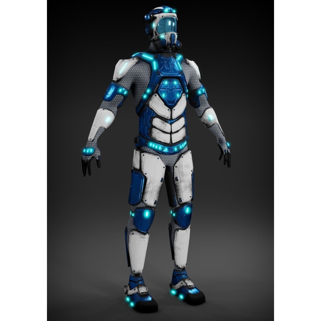 Sci-Fi Character 3D Model – Low Poly Rigged Game Asset, FBX/OBJ - View 7