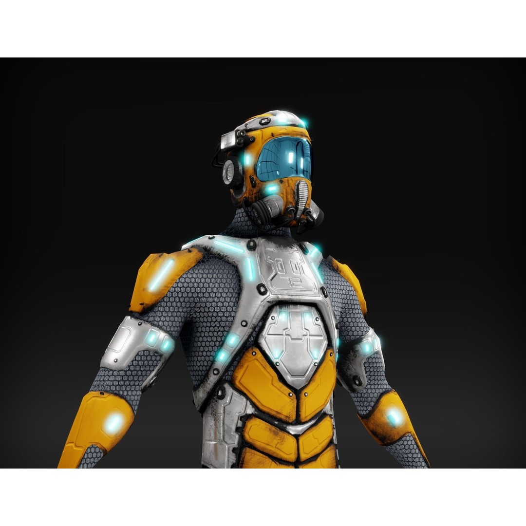 Sci-Fi Character 3D Model – Low Poly Rigged Game Asset, FBX/OBJ - View 9