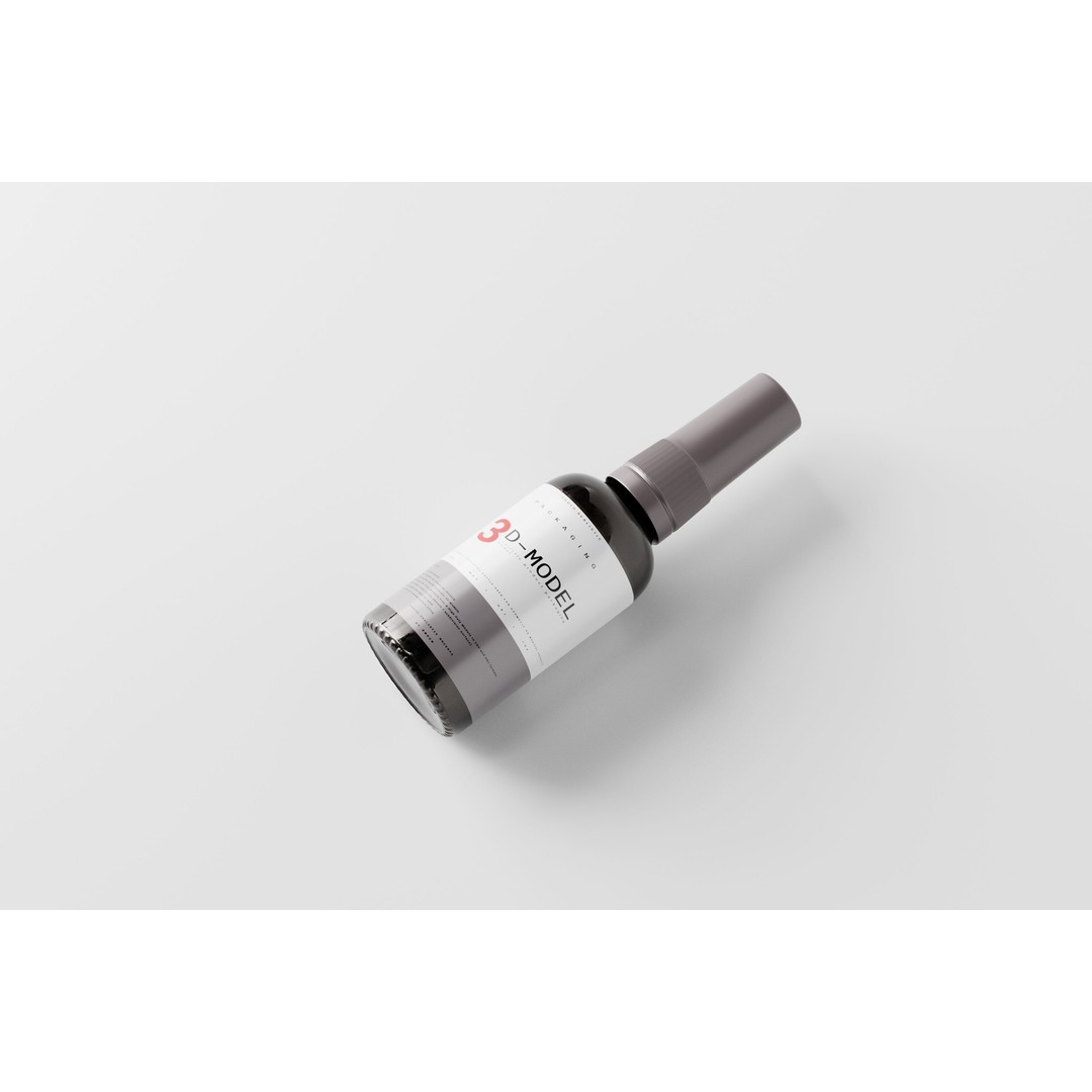 Amber Bottle 3D Model – Low Poly Medical Container, FBX & OBJ - View 11