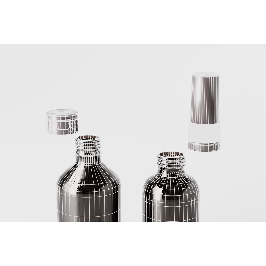 Amber Bottle 3D Model – Low Poly Medical Container, FBX & OBJ - View 15