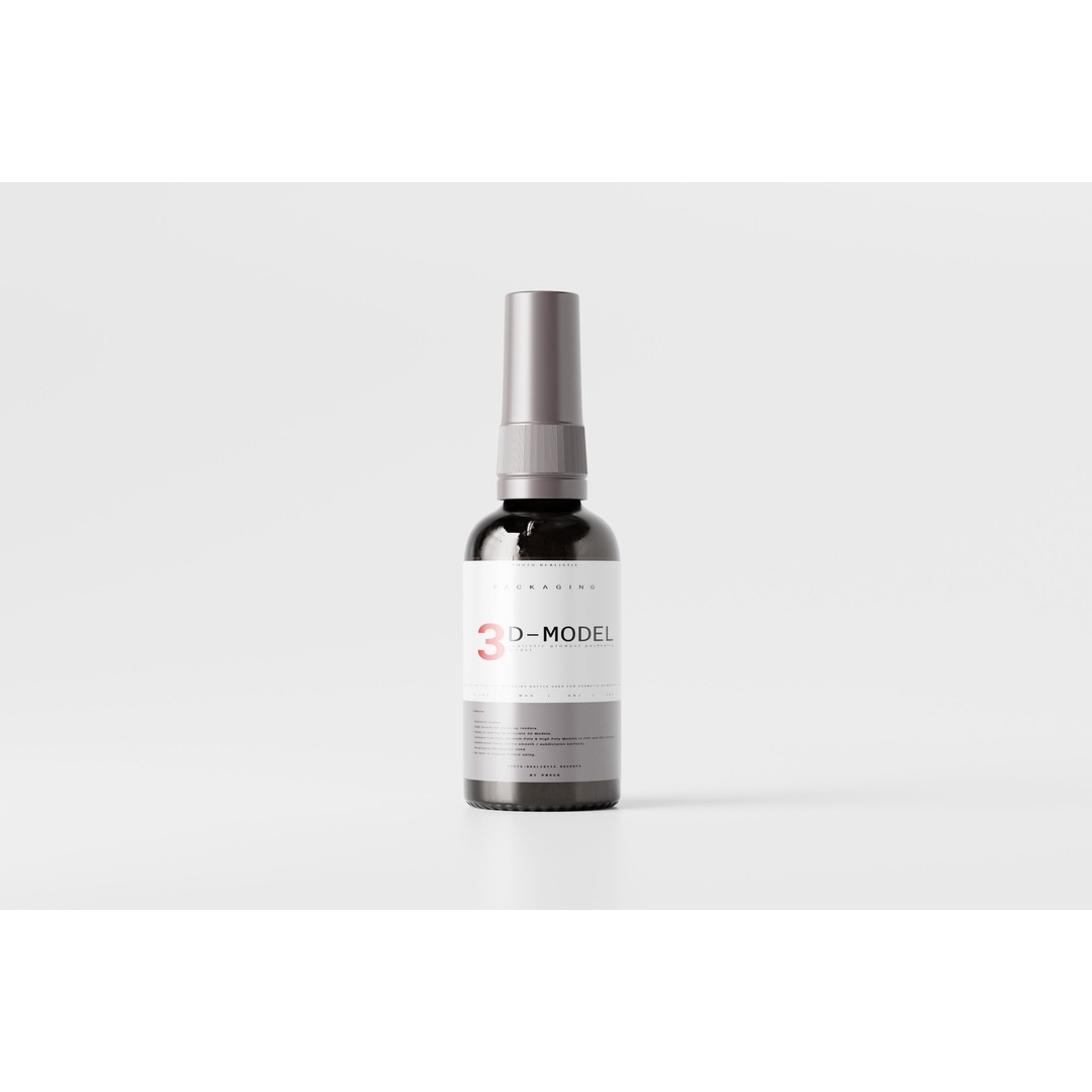 Amber Bottle 3D Model – Low Poly Medical Container, FBX & OBJ - View 4