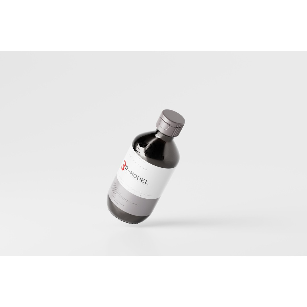 Amber Bottle 3D Model – Low Poly Medical Container, FBX & OBJ - View 7