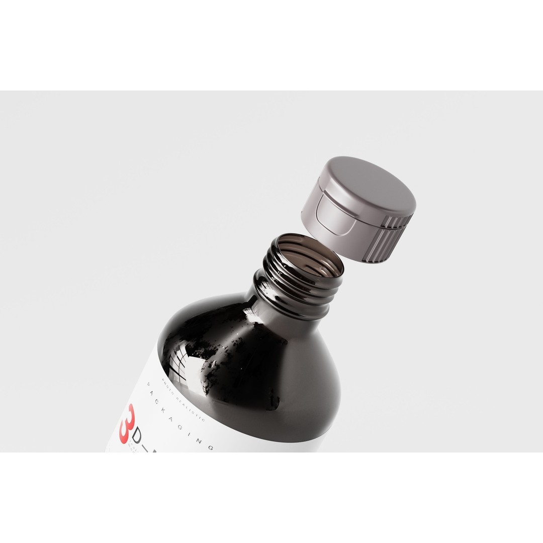 Amber Bottle 3D Model – Low Poly Medical Container, FBX & OBJ - View 8