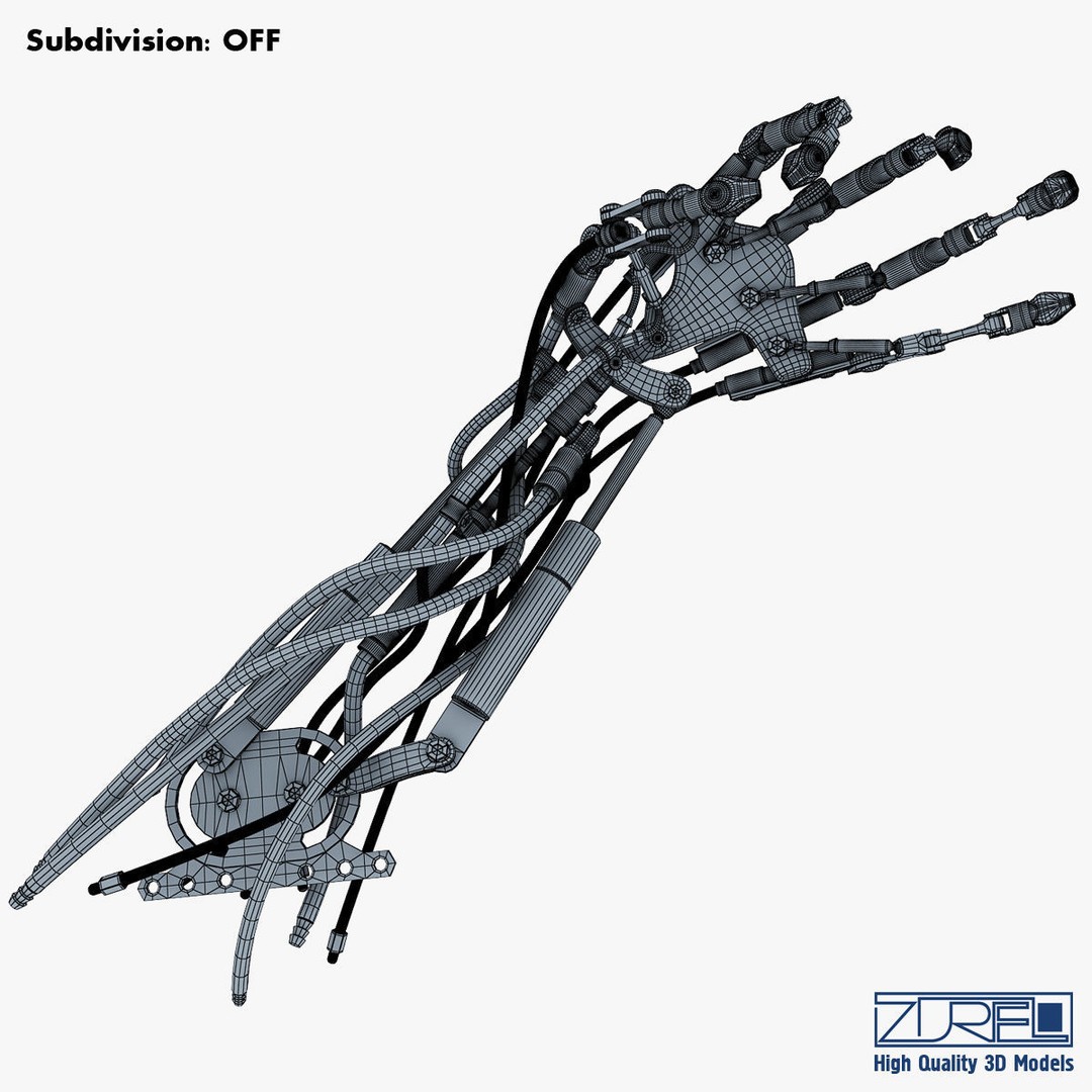 Robotic Hand 3D Model – High Poly Sci-Fi Character, FBX & OBJ - View 33