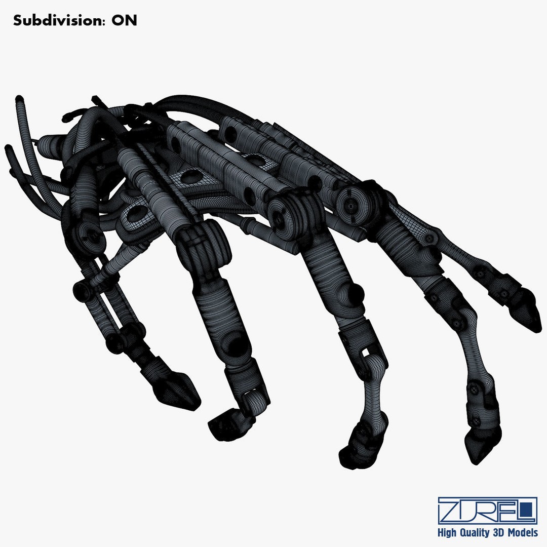 Robotic Hand 3D Model – High Poly Sci-Fi Character, FBX & OBJ - View 34