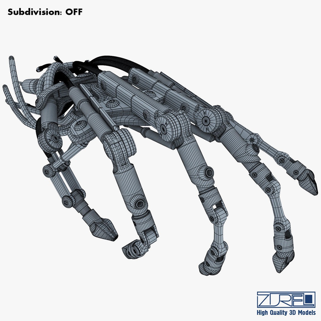 Robotic Hand 3D Model – High Poly Sci-Fi Character, FBX & OBJ - View 35