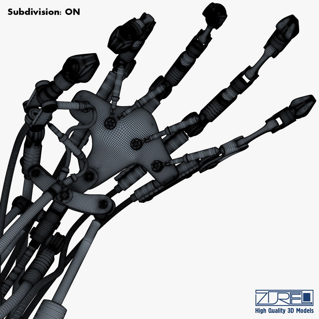 Robotic Hand 3D Model – High Poly Sci-Fi Character, FBX & OBJ - View 38