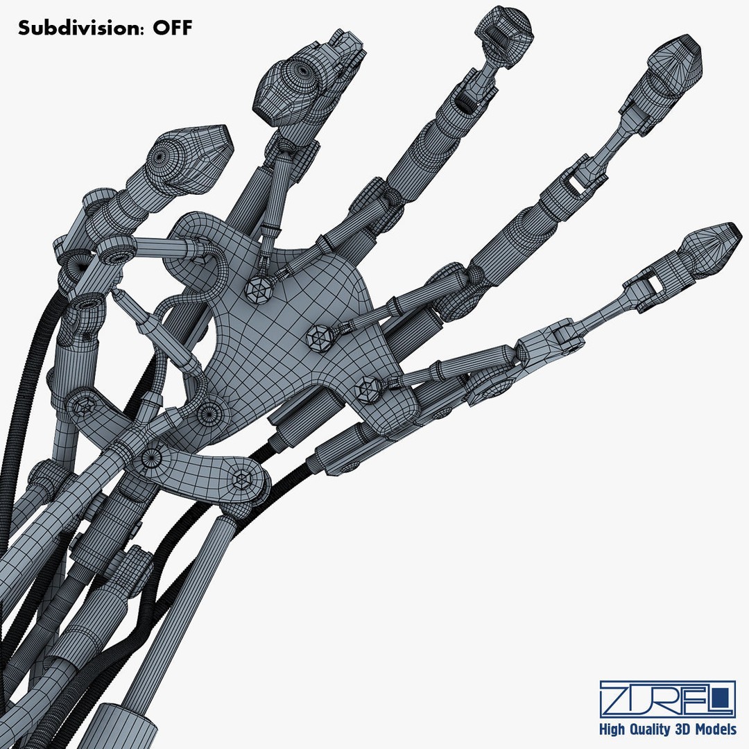 Robotic Hand 3D Model – High Poly Sci-Fi Character, FBX & OBJ - View 39