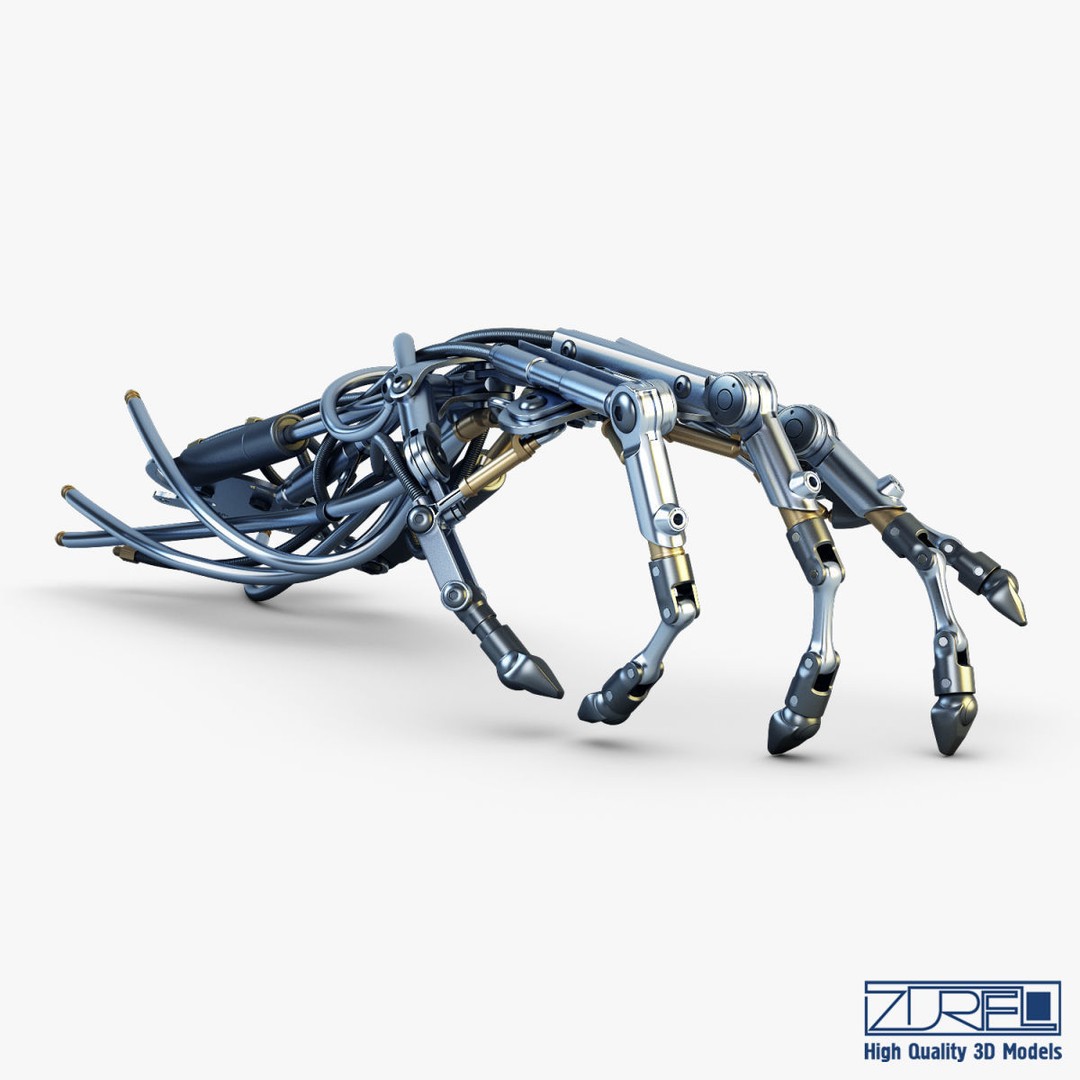 Robotic Hand 3D Model – High Poly Sci-Fi Character, FBX & OBJ - View 4