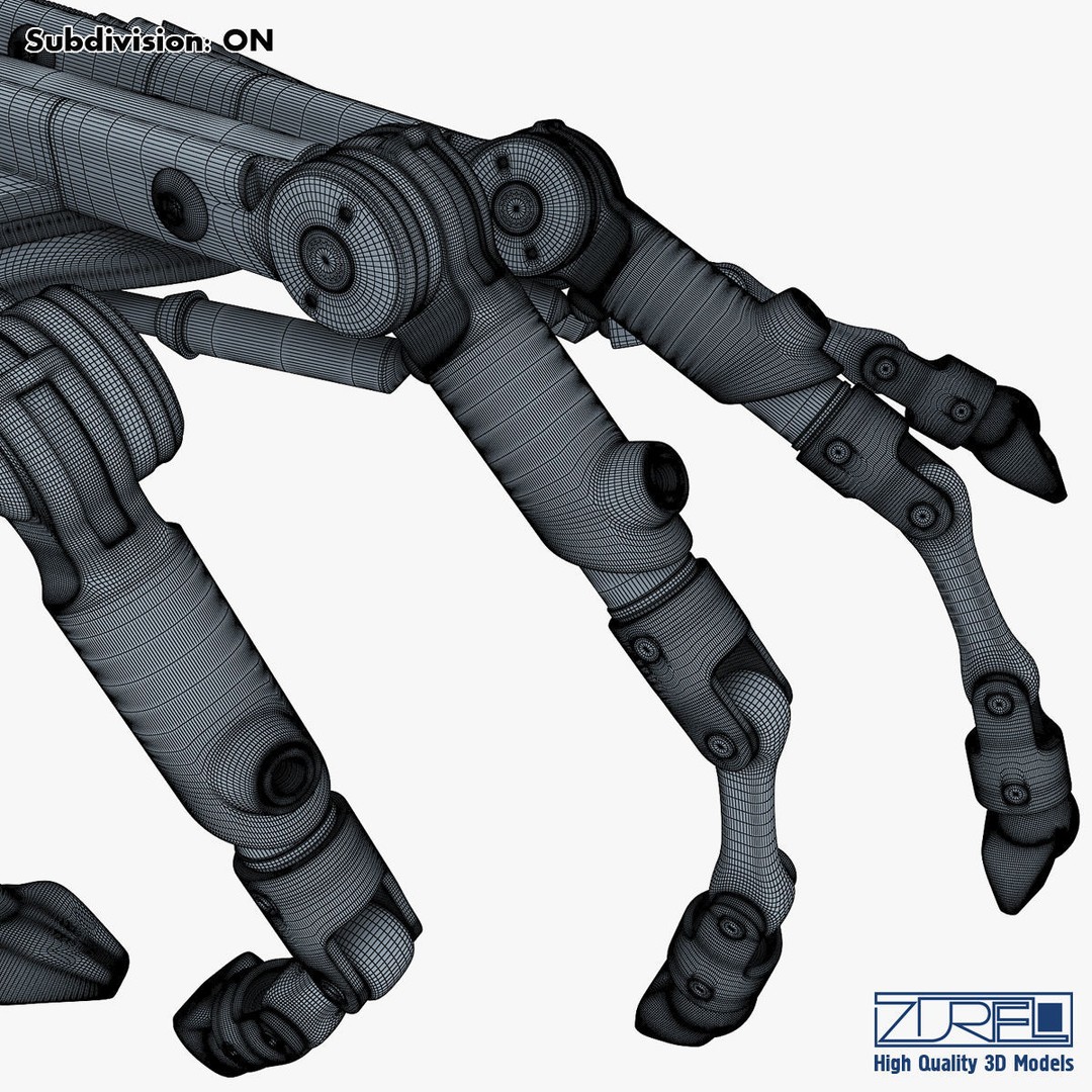 Robotic Hand 3D Model – High Poly Sci-Fi Character, FBX & OBJ - View 44