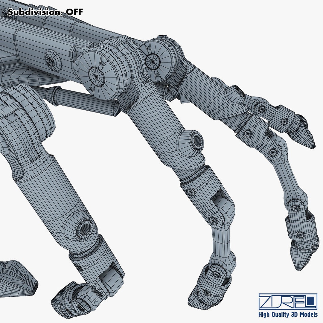 Robotic Hand 3D Model – High Poly Sci-Fi Character, FBX & OBJ - View 45