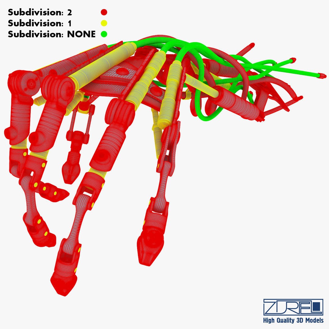 Robotic Hand 3D Model – High Poly Sci-Fi Character, FBX & OBJ - View 63