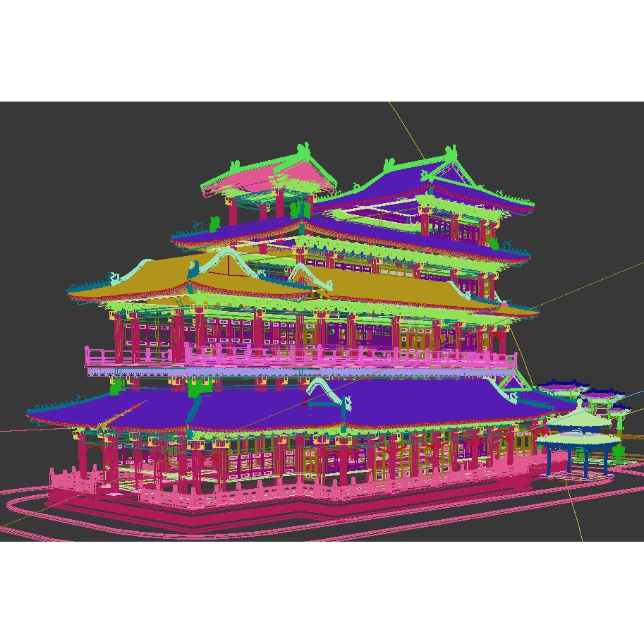Ancient Chinese Architecture 3D Model – Detailed Pagoda Design, FBX