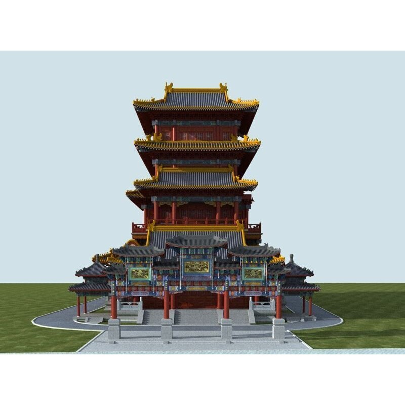 Ancient Chinese Architecture 3D Model – Detailed Pagoda Design, FBX - View 10