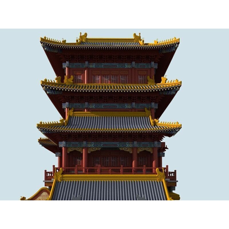 Ancient Chinese Architecture 3D Model – Detailed Pagoda Design, FBX - View 11