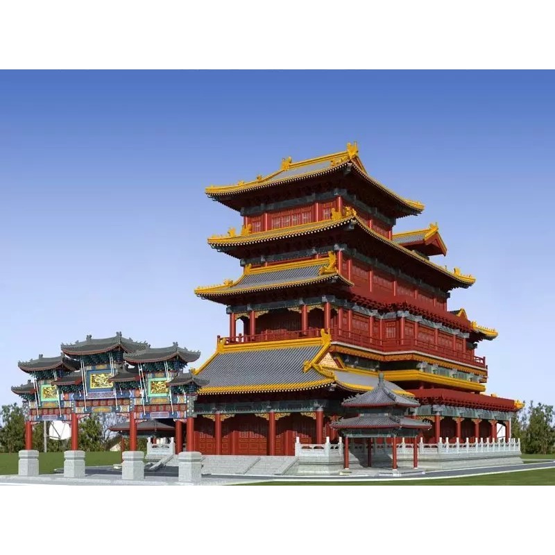 Ancient Chinese Architecture 3D Model – Detailed Pagoda Design, FBX - View 2