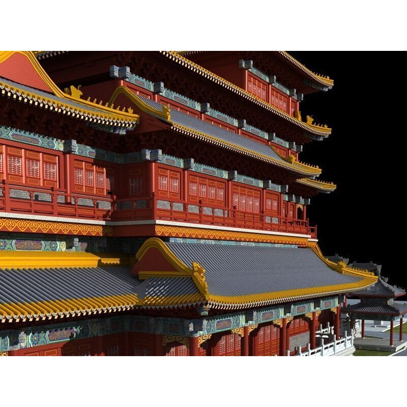 Ancient Chinese Architecture 3D Model – Detailed Pagoda Design, FBX - View 5