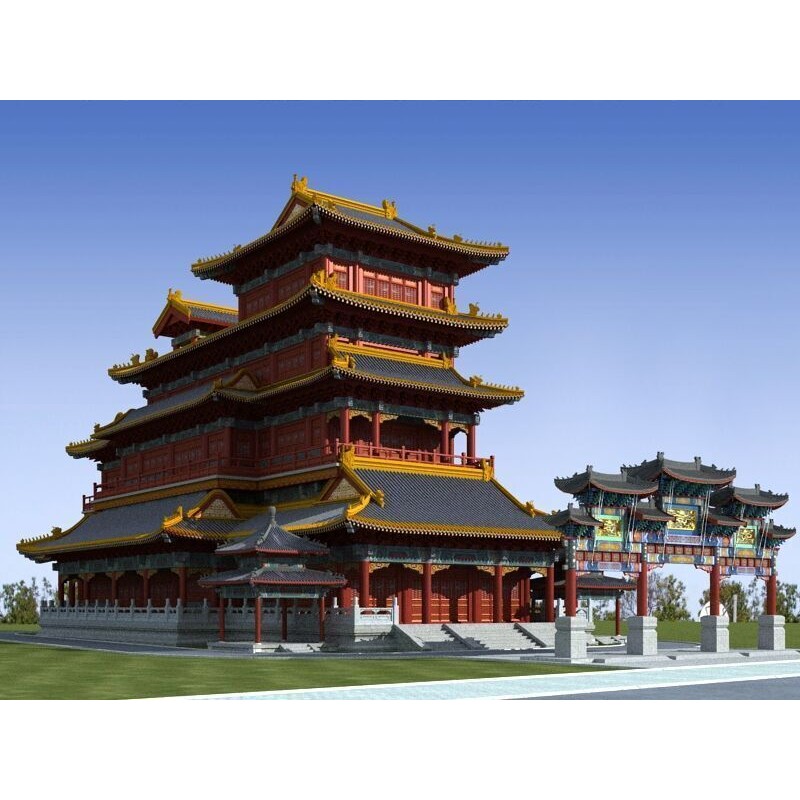 Ancient Chinese Architecture 3D Model – Detailed Pagoda Design, FBX - View 6