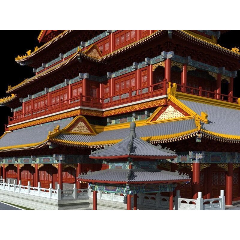 Ancient Chinese Architecture 3D Model – Detailed Pagoda Design, FBX - View 8
