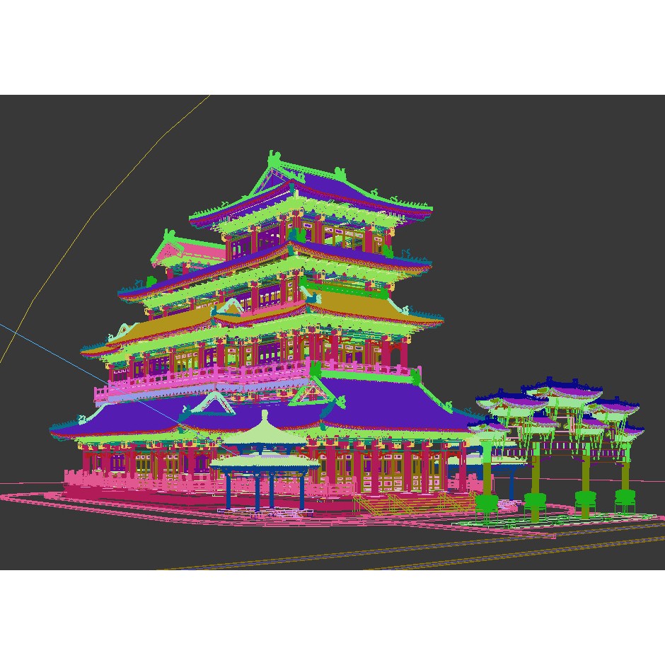 Ancient Chinese Architecture 3D Model – Detailed Pagoda Design, FBX - View 9